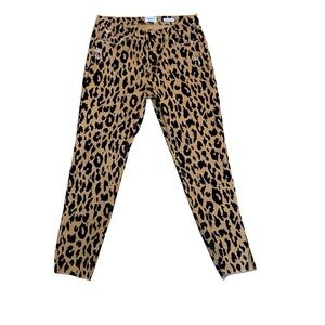 Kensie Jeans Ultimate High Rise Distressed Leopard Print Ankle Pants -Size 10